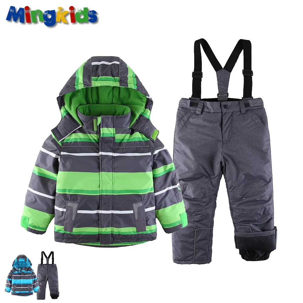 Sale Russian winter warm boys snow suit ski pants jacket 3-6 years old kids outwear minus 30 |