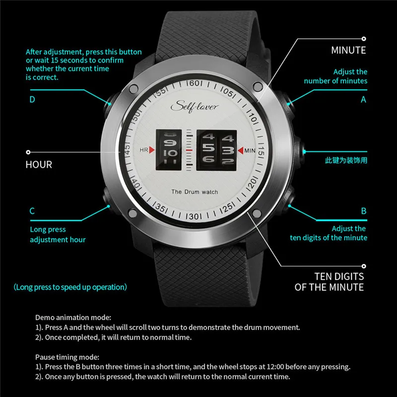 2019 Fashion New Design Mens Sport Watch Drum Roll Watch Stunning Unique Rolling Time Rubber Silicone Strap Mens Clock relogio
2019 Fashion New Design Mens Sport Watch Drum Roll Watch Stunning Unique Rolling Time Rubber Silicone Strap Mens Clock relogio