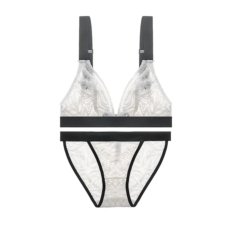 Комплект женского кружевного нижнего белья с чашками пуш ап|bra set|transparent bra setgirl set |