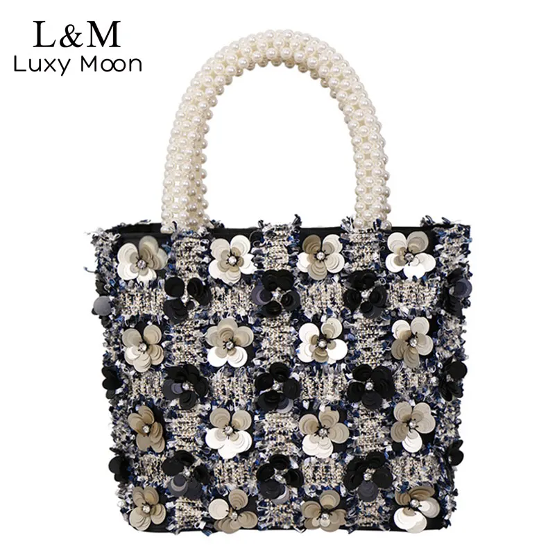 Fashion Sequins Pearl Handle Tote For Women Bag Luxury Handbag Designer Female Floral Box Hand Bags Wool bolsa feminina XA467H
Fashion Sequins Pearl Handle Tote For Women Bag Luxury Handbag Designer Female Floral Box Hand Bags Wool bolsa feminina XA467H