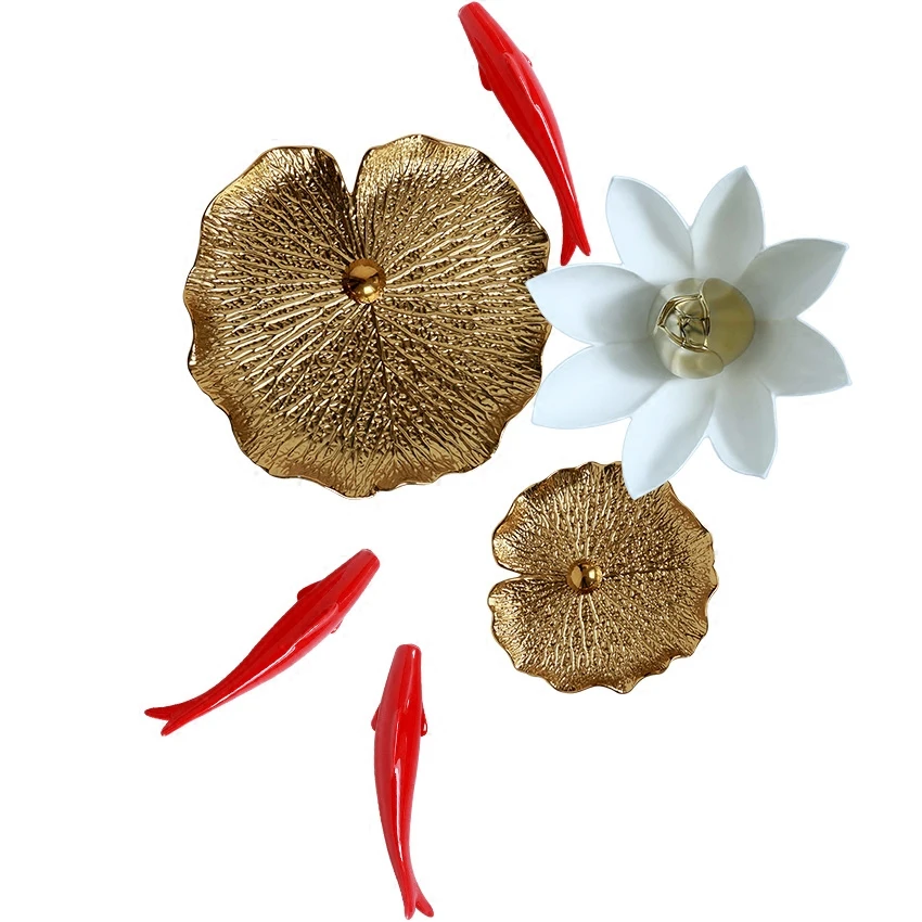 Creative 3D Stereo Fish Lotus Leaf Wall Hanging Ornament Decoration Home Sofa Background Resin Flower Crafts Hotel Wall Mural
Creative 3D Stereo Fish Lotus Leaf Wall Hanging Ornament Decoration Home Sofa Background Resin Flower Crafts Hotel Wall Mural