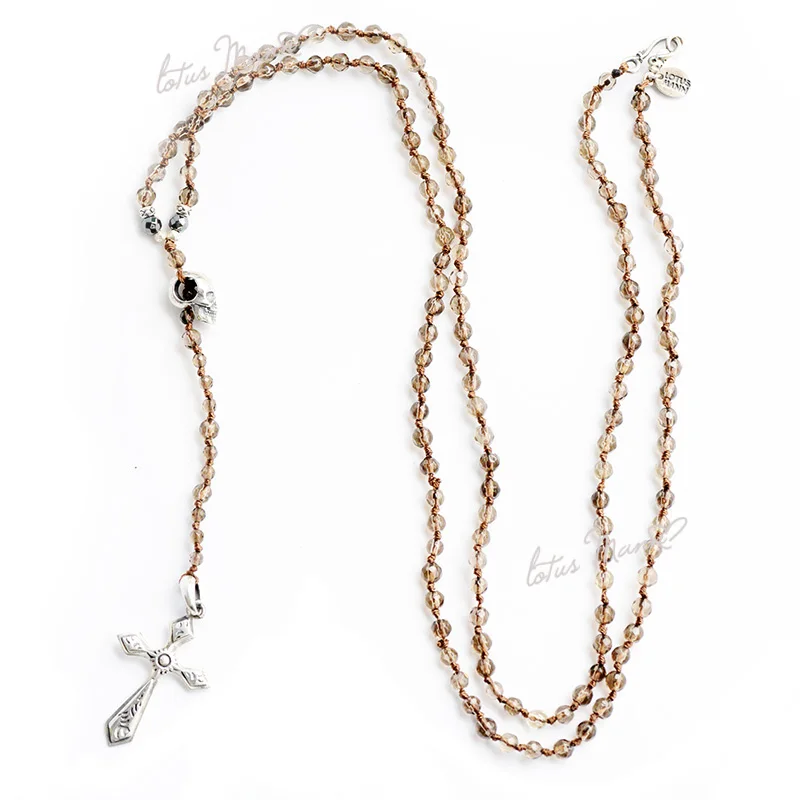 Lotus mann Natural tea-coloured crystal cross in Europe and the United States long skeleton 925 silver necklace sweater chain
Lotus mann Natural tea-coloured crystal cross in Europe and the United States long skeleton 925 silver necklace sweater chain