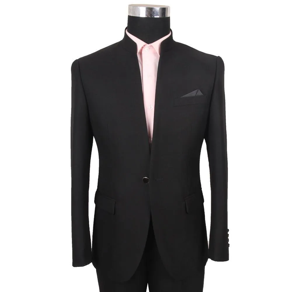 

Смокинги на заказ со стоячим воротником деловые мужские костюмы лучший мужской свадебный костюм для жениха (пиджак + брюки + галстук)