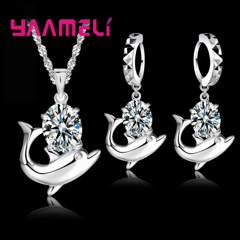 Fashion Austrian Crystal Jewelry Set 925 Sterling Silver Sweet Dolphin Pendant Necklace Loop Earrings Sets for Women
Fashion Austrian Crystal Jewelry Set 925 Sterling Silver Sweet Dolphin Pendant Necklace Loop Earrings Sets for Women