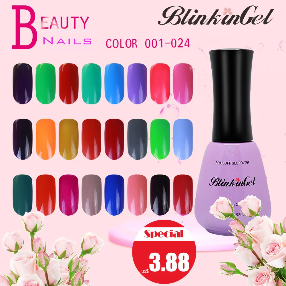 BlinkinGel 1 шт. стойкий гель для ногтей 29 цветов УФ полуакриловый Lucky Nail лак 15 мл