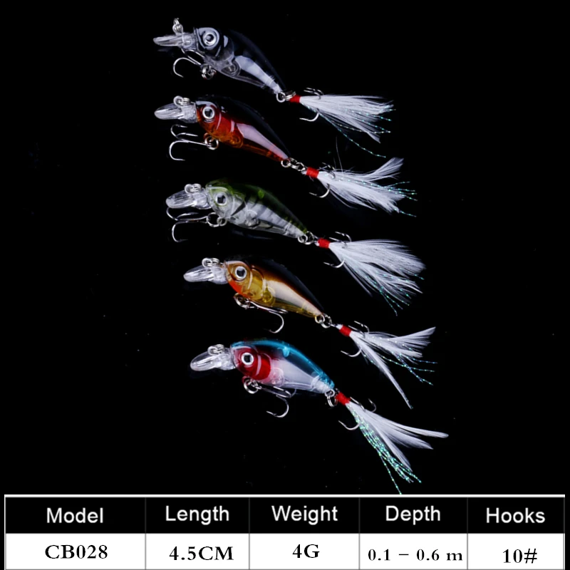 Hot sale 5pcs Mini Crankbait Lure Fishing Lures 4.5CM 4G 10#hooks Hard Bait Minow Fishing lures Floating Bass Bait free shipping
Hot sale 5pcs Mini Crankbait Lure Fishing Lures 4.5CM 4G 10#hooks Hard Bait Minow Fishing lures Floating Bass Bait free shipping