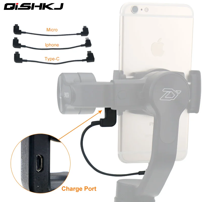 Gimbal зарядный кабель для Lightning Type C Micro USB Zhiyun Smooth 4 3 Q Feiyutech Vimble 2 Android Samsung iPhone