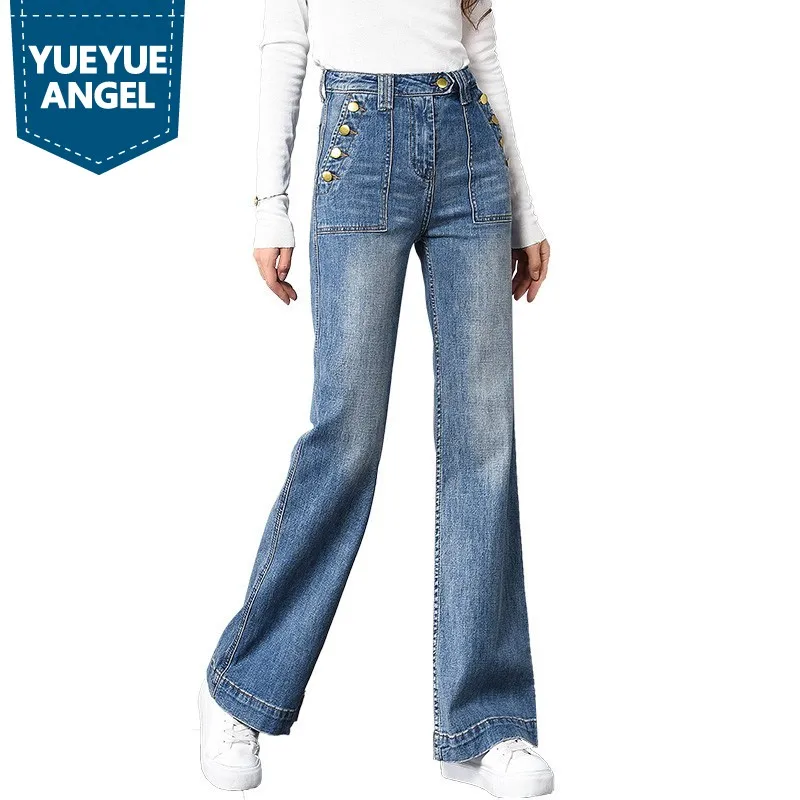 Straight Buttons Loose High Waist Slim Fit Flare Pants Jeans Korean Fashion Full Length Trousers Top Quality Denim Pants
Straight Buttons Loose High Waist Slim Fit Flare Pants Jeans Korean Fashion Full Length Trousers Top Quality Denim Pants