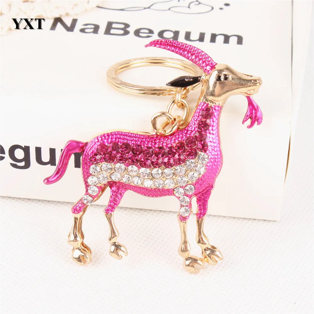 

Zodiac Goat Sheep Rose Red Cute Crystal Charm Purse Handbag Car Key Keyring Keychain Wedding Birthday Gift Accessories