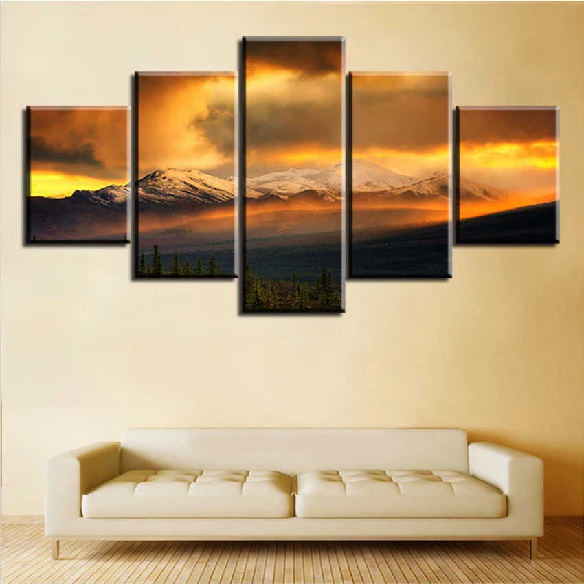 5 Pieces/Set Fire Sky Over The Snow Mountains No Frame Oil Painting Canvas Prints Wall Art Pictures For Living Room Decorations
5 Pieces/Set Fire Sky Over The Snow Mountains No Frame Oil Painting Canvas Prints Wall Art Pictures For Living Room Decorations
