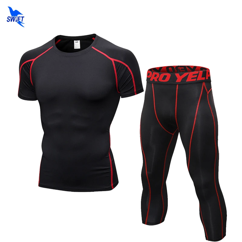 2020 Summer Mens Stretch Tight Capris Sport Suit Gym Fitness Quick Dry Compression Running Short Sets Crossfit Workout Tracksuit
2020 Summer Mens Stretch Tight Capris Sport Suit Gym Fitness Quick Dry Compression Running Short Sets Crossfit Workout Tracksuit