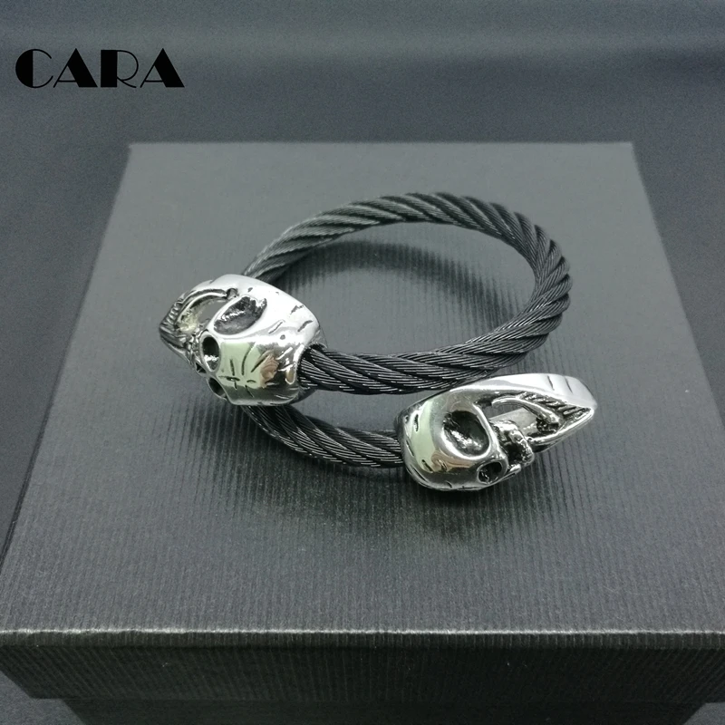 2019 NEW 316L Stainless Steel Cool Punk Gothic Skull Link Biker Silver color cable bracelet mens fashion jewelry CARA0050 
2019 NEW 316L Stainless Steel Cool Punk Gothic Skull Link Biker Silver color cable bracelet mens fashion jewelry CARA0050