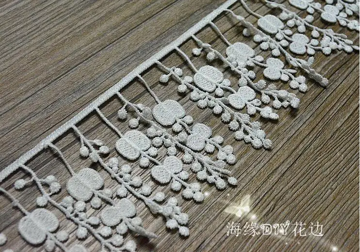 2 Yards Ivory Fringe DIY High Quality Pretty Lace Fabric For Wedding Water Soluble Embroidery Trim Width 7cm | Дом и сад