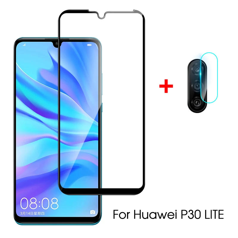 2 в 1 Защитное стекло для huawei P30 Lite mate 20 10 Honor 8C 8X 7C P Smart Plus полное покрытие передняя