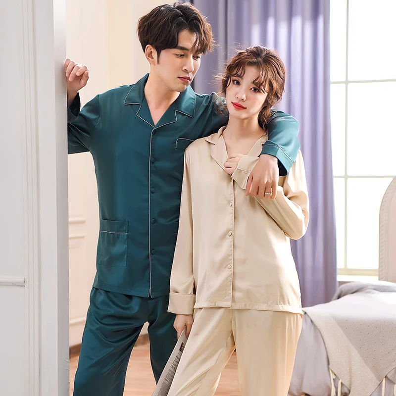 High Grade Spring Luxury Silk Pajama Sets long sleeve Long Pants Couple Sleepwear Family Homewear Women & Men Lover home clothes
High Grade Spring Luxury Silk Pajama Sets long sleeve Long Pants Couple Sleepwear Family Homewear Women & Men Lover home clothes