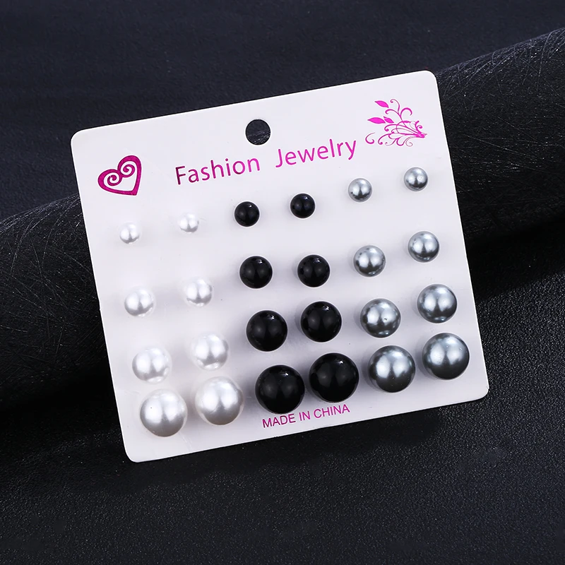 Best Popular Women 12 Pair White Silver Grey Black Imitation Pearls Small Stud Earrings For Female Jewelry Clothing Pendientes
Best Popular Women 12 Pair White Silver Grey Black Imitation Pearls Small Stud Earrings For Female Jewelry Clothing Pendientes