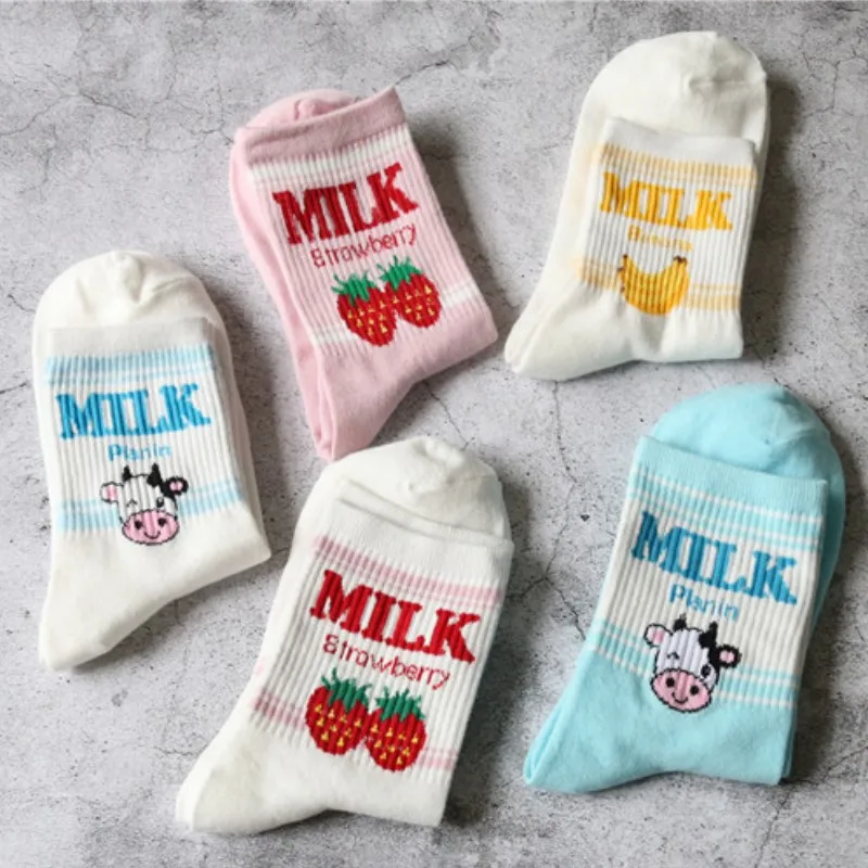 Japanese Kawaii Strawberry Banana Milk Cow Ankle Socks Cute Lovely Girls Lolita Sweet Fruit Milk Juice Patterned Short Socks
Japanese Kawaii Strawberry Banana Milk Cow Ankle Socks Cute Lovely Girls Lolita Sweet Fruit Milk Juice Patterned Short Socks