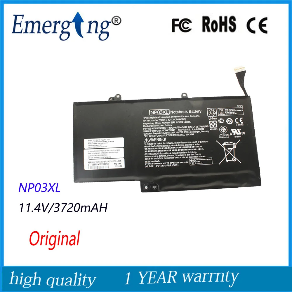 Новый оригинальный аккумулятор для ноутбука HP Pavilion NP03XL X360 13-A010DX, 11,3 в, 4200 мАч, фотосессия Q147, Q148, Q149, 760944-421
Новый оригинальный аккумулятор для ноутбука HP Pavilion NP03XL X360 13-A010DX, 11,3 в, 4200 мАч, фотосессия Q147, Q148, Q149, 760944-421
