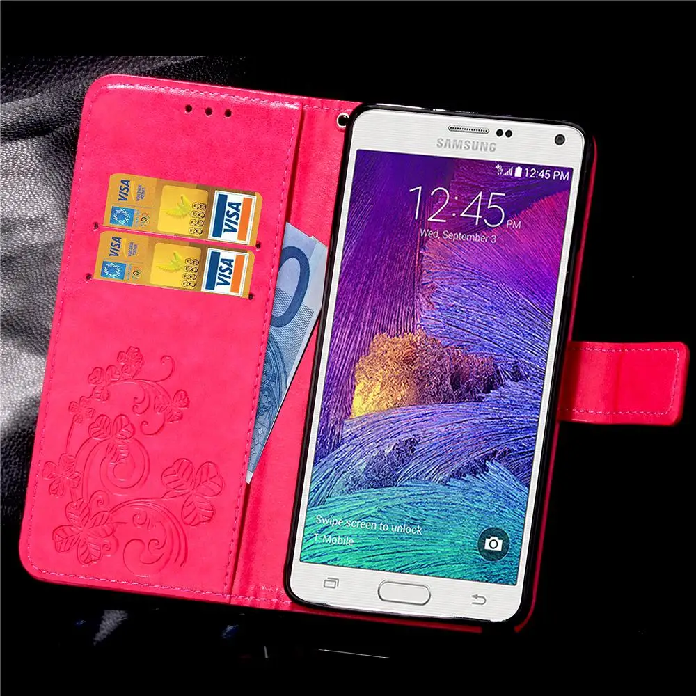 Чехол кошелек для Samsung Galaxy Note 4 Note4 чехол N9100 кожаный с отделением карт откидной