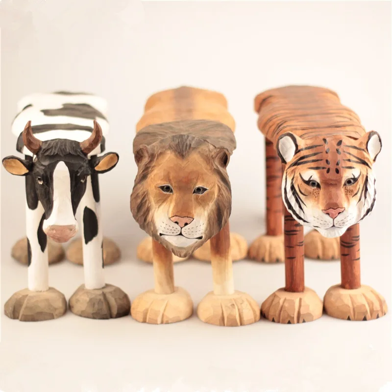 Hand-Carved Solid Wood Chair For Baby Ornaments Animal Giraffe Lion Cow Husky Zebra Panda Tiger Shaped Stool for Kids 1-6 Years
Hand-Carved Solid Wood Chair For Baby Ornaments Animal Giraffe Lion Cow Husky Zebra Panda Tiger Shaped Stool for Kids 1-6 Years