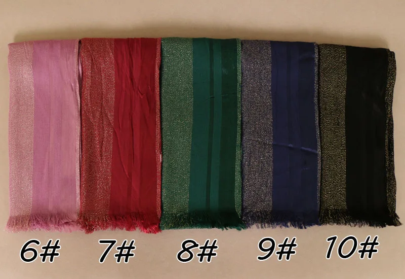 10pcs Shimmer Women Cotton Shawl Scarves Gold Lurex Plain Hijabs Headscarf Headband Spring Muslim Long Scarves/Scarf 170*70cm
10pcs Shimmer Women Cotton Shawl Scarves Gold Lurex Plain Hijabs Headscarf Headband Spring Muslim Long Scarves/Scarf 170*70cm