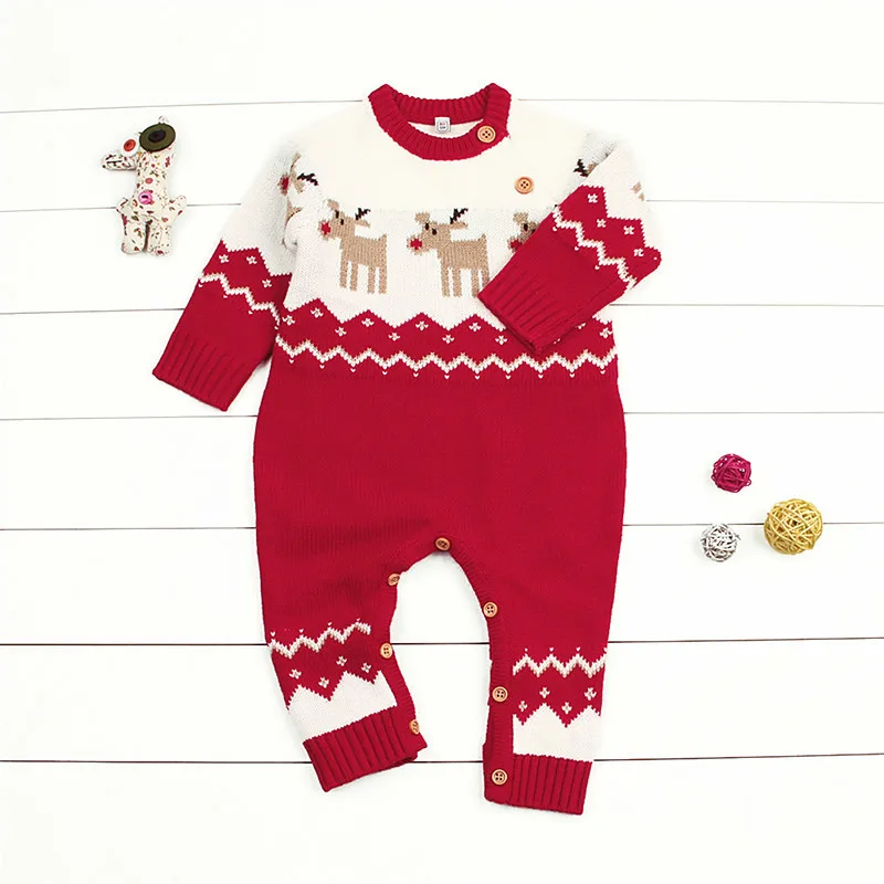 Детские зимние комбинезоны для новорожденных рождественские костюмы маленьких