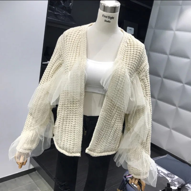 Amolapha Woman Knitted Cardigans Sweaters Mesh Patchwork Ruffled Long Sleeve Loose Jacket Coats for Women
Amolapha Woman Knitted Cardigans Sweaters Mesh Patchwork Ruffled Long Sleeve Loose Jacket Coats for Women