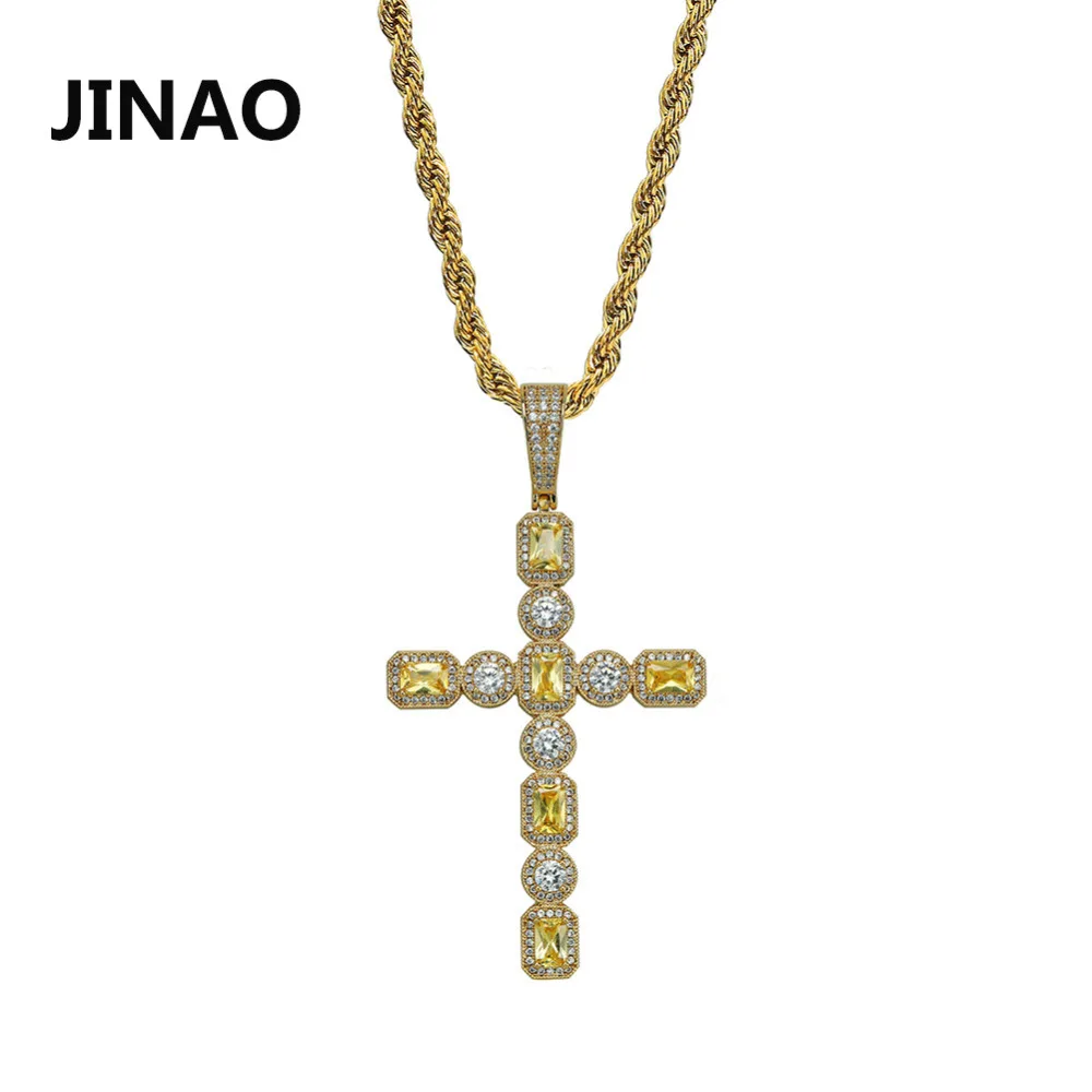 JINAO iced Out Colorful Prong Set Cross Pendant Necklace With Tennis Chain Mens Charm CZ Chains Hip Hop Jewelry
JINAO iced Out Colorful Prong Set Cross Pendant Necklace With Tennis Chain Mens Charm CZ Chains Hip Hop Jewelry