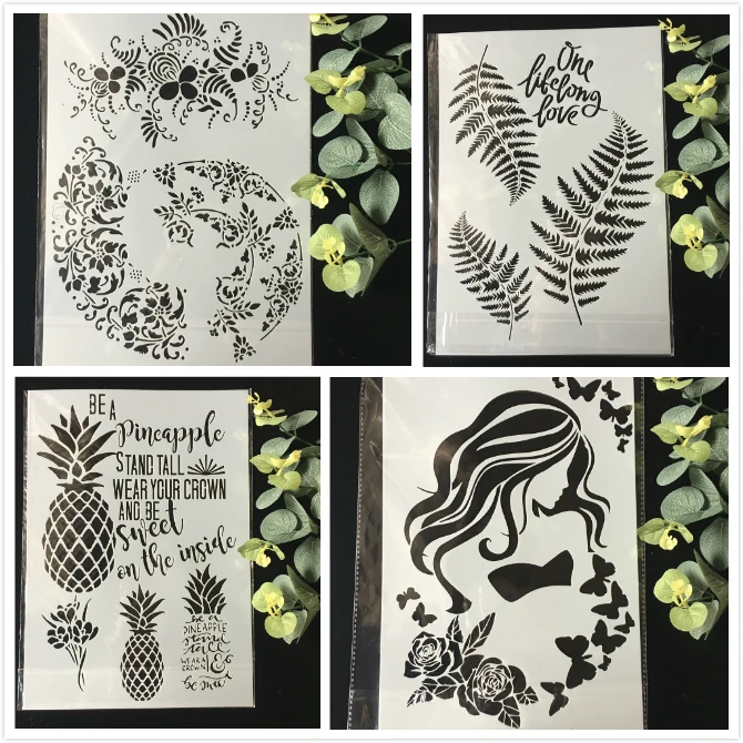 4Pcs/Pack A4 Leaf Pineapple DIY Layering Stencils Wall Painting Scrapbook Coloring Embossing Album Decorative Template
4Pcs/Pack A4 Leaf Pineapple DIY Layering Stencils Wall Painting Scrapbook Coloring Embossing Album Decorative Template
