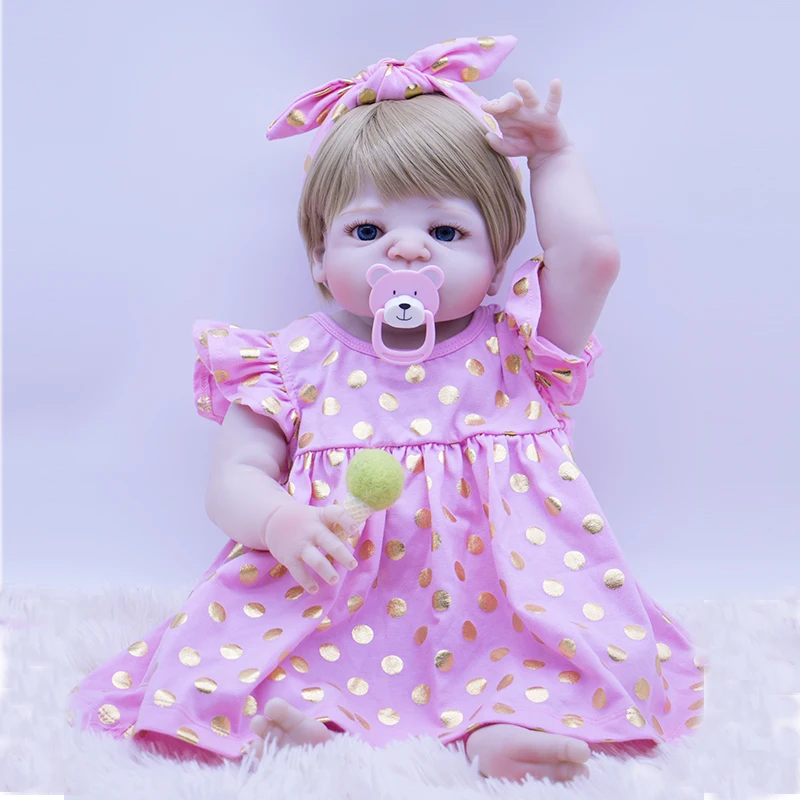 100% handmade White skin silicone reborn baby dolls Pink dots dress smiling face baby 56cm Most popular Christmas gift brinquedo
100% handmade White skin silicone reborn baby dolls Pink dots dress smiling face baby 56cm Most popular Christmas gift brinquedo