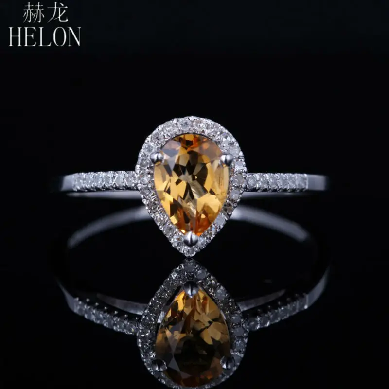 HELON Sterling Silver 925 Flawless Pear 5x7mm Genuine Natural Citine Diamond Wedding Anniversary Gemstones Ring Women Jewelry
HELON Sterling Silver 925 Flawless Pear 5x7mm Genuine Natural Citine Diamond Wedding Anniversary Gemstones Ring Women Jewelry