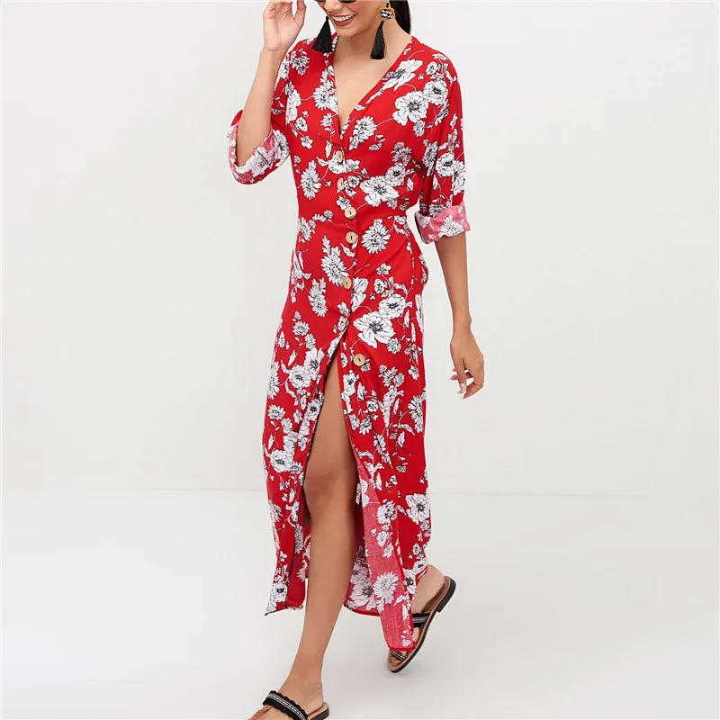 Long Sleeve V Neck Woman Dress 2019 Summer Autumn Floral Printed Party Club Maxi Dresses Button Split Elegant Chiffon Vestidos
Long Sleeve V Neck Woman Dress 2019 Summer Autumn Floral Printed Party Club Maxi Dresses Button Split Elegant Chiffon Vestidos