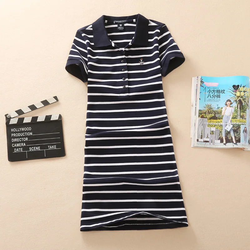 Baharcelin Embroidery Striped Polos Casual Dresses De Festa T Shirt Femme Summer Tops Clothing Slim Dress Ete Vestidos
Baharcelin Embroidery Striped Polos Casual Dresses De Festa T Shirt Femme Summer Tops Clothing Slim Dress Ete Vestidos