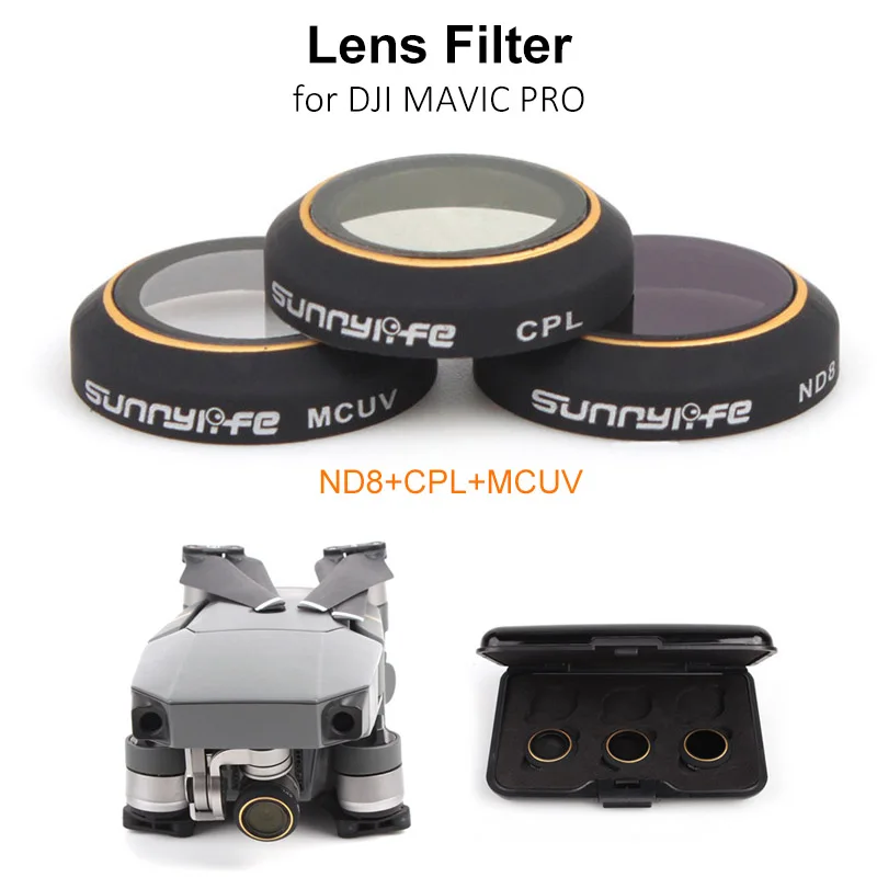 3Pcs ND8 + CPL Circular Polarizer + MCUV UV Camera Lens Filter Kit/Set for DJI MAVIC PRO (Won't Affect Gimbal Calibration)
3Pcs ND8 + CPL Circular Polarizer + MCUV UV Camera Lens Filter Kit/Set for DJI MAVIC PRO (Won't Affect Gimbal Calibration)