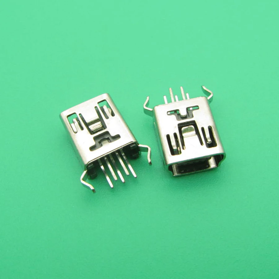 10 шт. мини USB Тип B гнездовой 5-контактный DIP вертикальные ноги PCB 180 градусов разъем