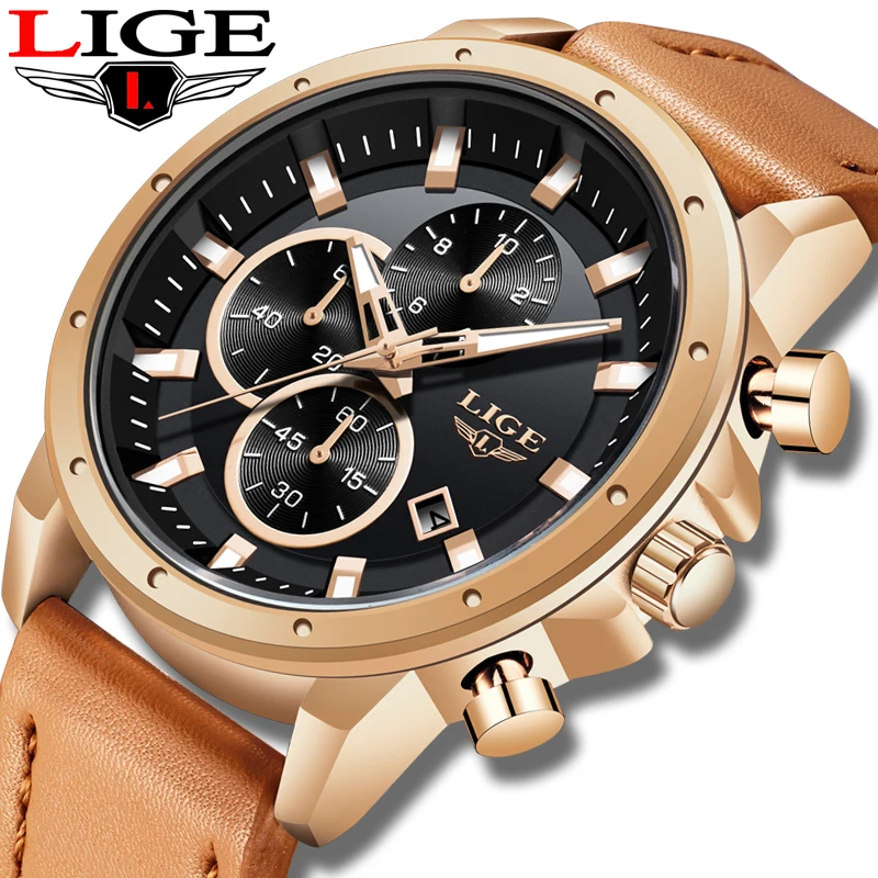2019 Fashion gold Leather Clock LIGE Mens Watches Top brand Luxury Quartz Gold Watch For Men Waterproof Chronograph Reloj Hombre
2019 Fashion gold Leather Clock LIGE Mens Watches Top brand Luxury Quartz Gold Watch For Men Waterproof Chronograph Reloj Hombre