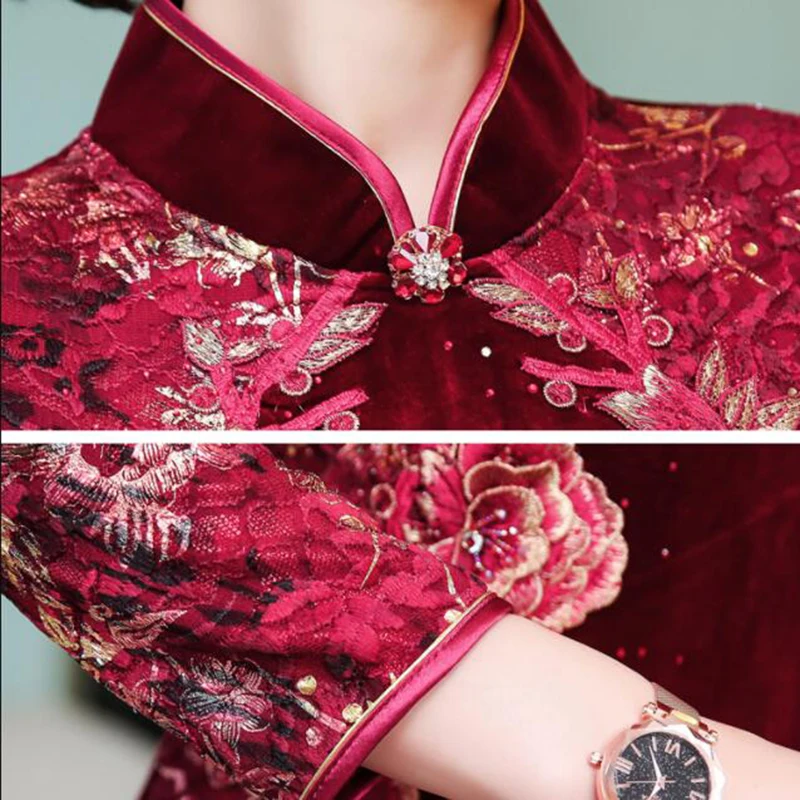 2019 Spring Autumn Gold Velvet Embroidery Dress Women Robe Femme Elegant Slim Long Sleeve Dress Plus Size Party Long Dresses
2019 Spring Autumn Gold Velvet Embroidery Dress Women Robe Femme Elegant Slim Long Sleeve Dress Plus Size Party Long Dresses