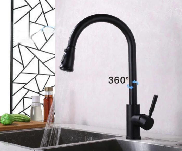Solid Brass Black Finish Kitchen Faucet Pull Out Mixer Tap Water Deck Mounted KF774
Solid Brass Black Finish Kitchen Faucet Pull Out Mixer Tap Water Deck Mounted KF774
