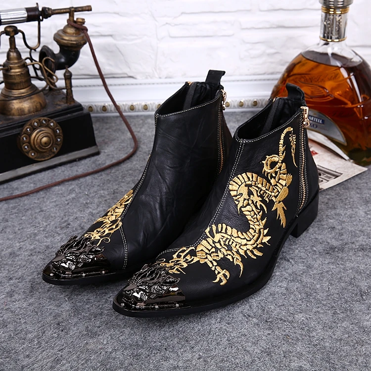 Dargon Embriodery Man Fashion Ankle Boots Black 2018 Men Autumn Runway Motorcycle Combat Boots Shoes Sapatos Size 46
Dargon Embriodery Man Fashion Ankle Boots Black 2018 Men Autumn Runway Motorcycle Combat Boots Shoes Sapatos Size 46