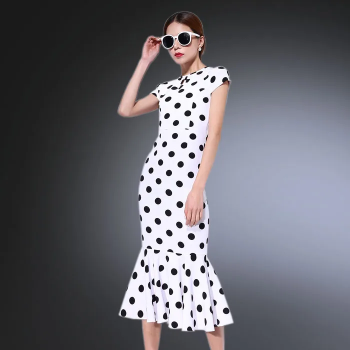 Customize Made Plus Size Women Retro Mermaid Summer Dresses Ladies Vintage Black/White Polka Dot Print Vacation Dress
Customize Made Plus Size Women Retro Mermaid Summer Dresses Ladies Vintage Black/White Polka Dot Print Vacation Dress
