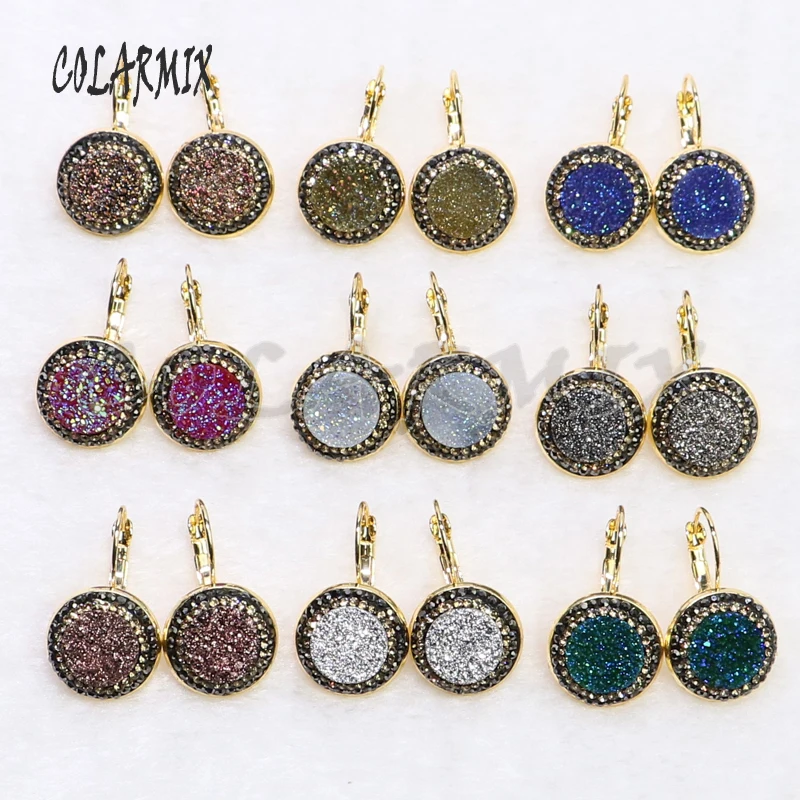 Женские круглые серьги Druzy стильные круглой формы 8 пар 7016|Серьги-подвески| |