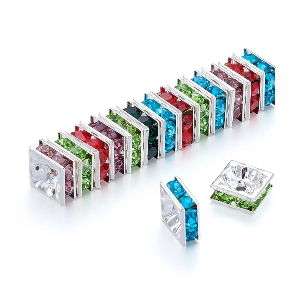 100pc 8mm Mixed Color Rhinestone Alloy Metal Colorful Spacer Loose DIY Beads Square Nickel Free Metal Silver Color 8x8x4mm
100pc 8mm Mixed Color Rhinestone Alloy Metal Colorful Spacer Loose DIY Beads Square Nickel Free Metal Silver Color 8x8x4mm