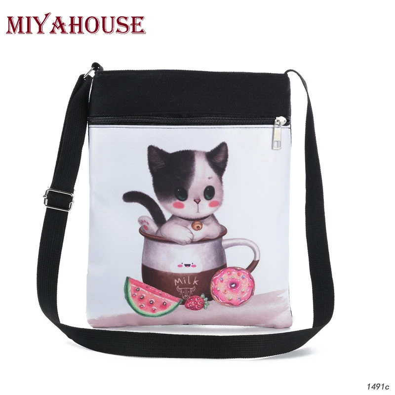 

Miyahouse Female Cute Cats Printed Canvas Tote Girls Fashion Cartoon Shopping Crossbody Bags Women Large Capacity Shoulder Bags