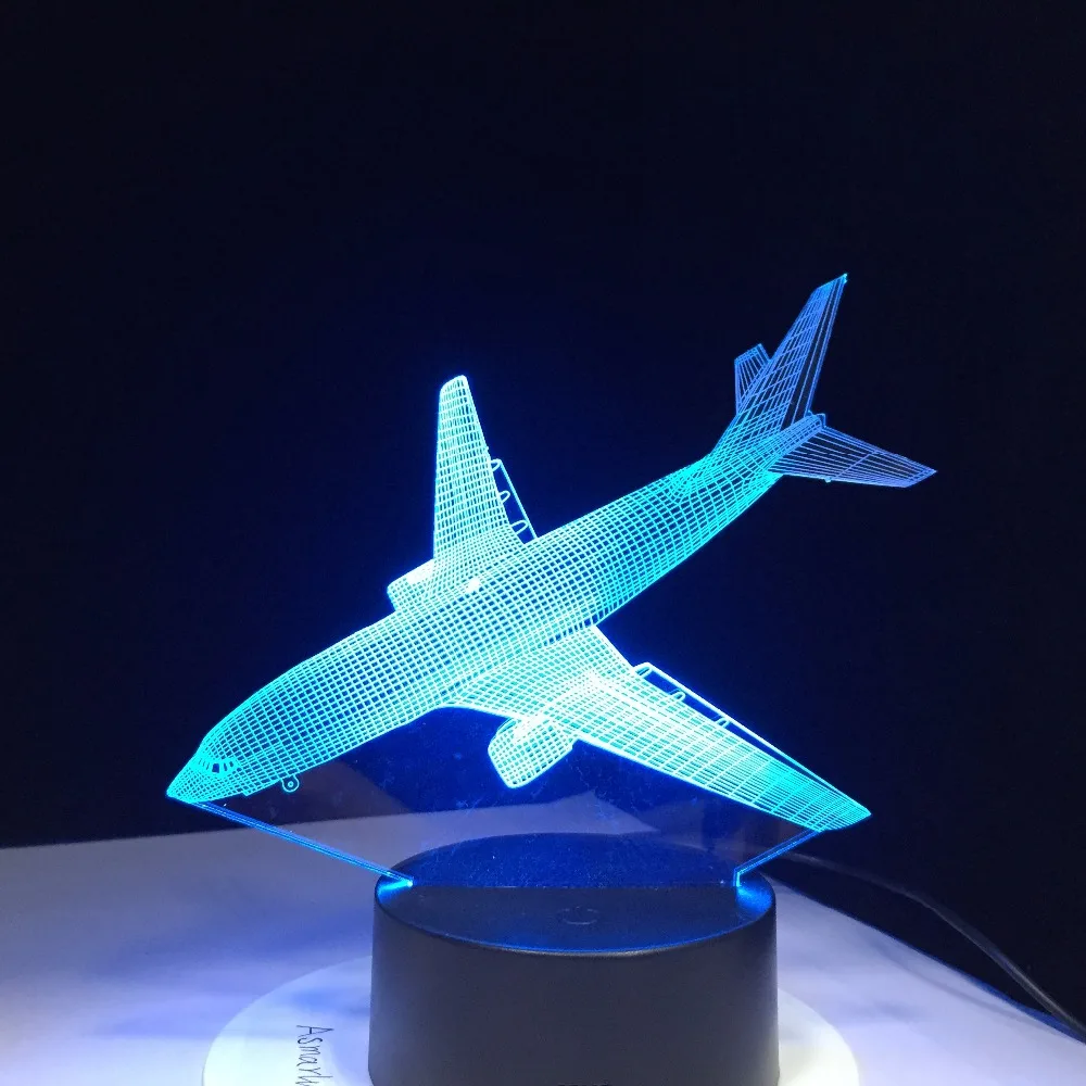 Самолет Акрил светодиодный 3D ночной Светильник игрушечные детские комплекты