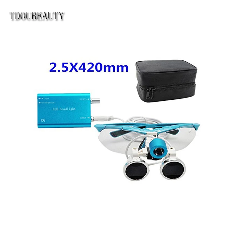 TDOUBEAUTY 2.5X 420mm Blue Dental Surgical Medical Binocular Loupes + LED Head Light Lamp +Carry Bag Free Shipping
TDOUBEAUTY 2.5X 420mm Blue Dental Surgical Medical Binocular Loupes + LED Head Light Lamp +Carry Bag Free Shipping