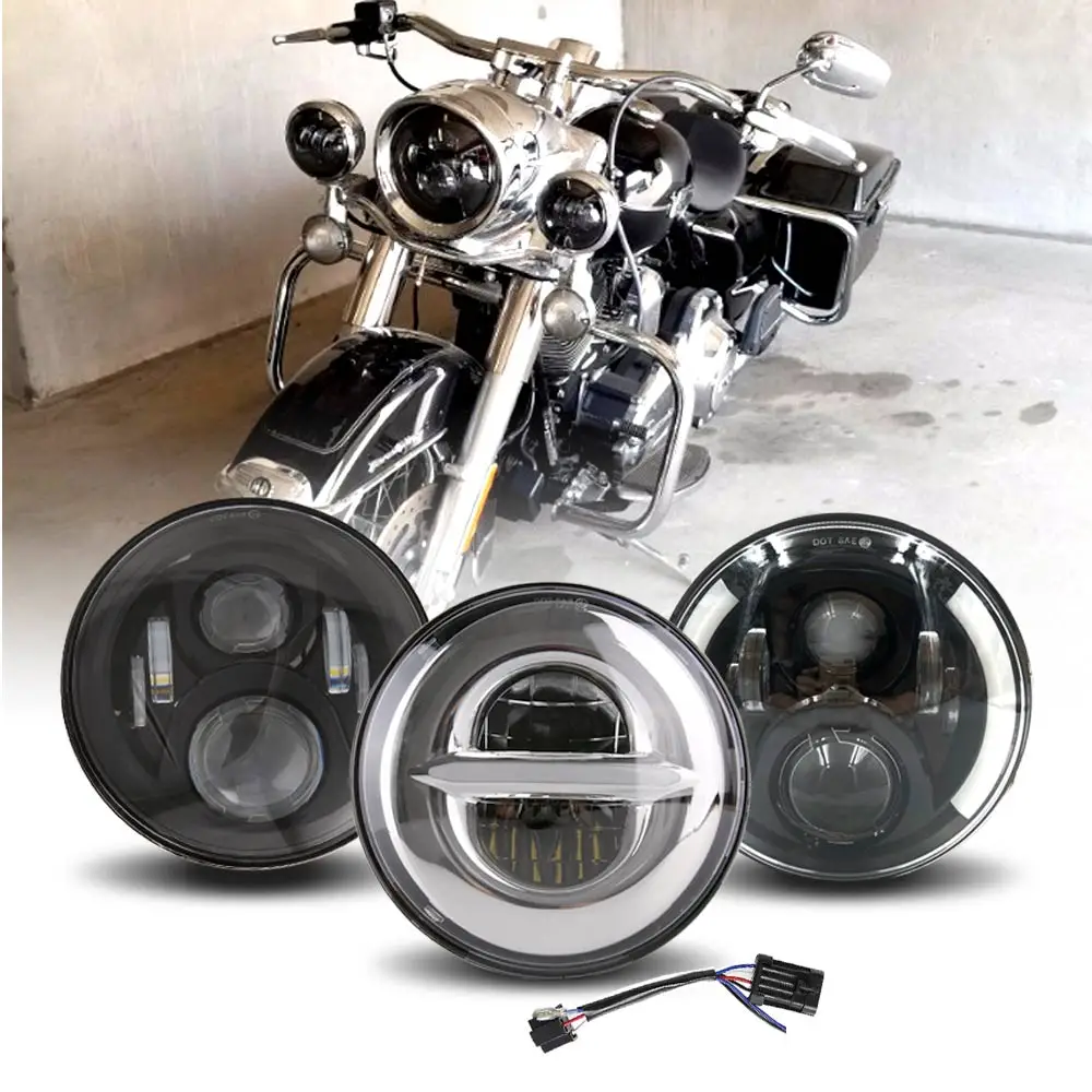 For Motorcycle 7 Inch H4 LED Headlight With Angle Eyes 7" Round Headlamp Hi/Lo Beam For Lada 4x4 Urban Niva Suzuki
For Motorcycle 7 Inch H4 LED Headlight With Angle Eyes 7" Round Headlamp Hi/Lo Beam For Lada 4x4 Urban Niva Suzuki