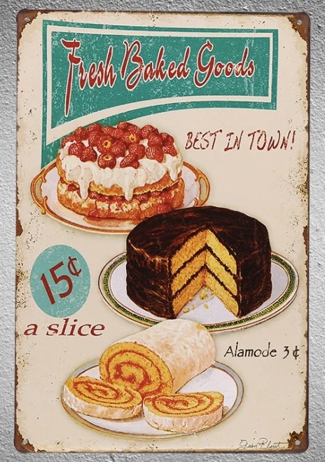 1pc Fresh Baked cake bakery Bread shop store Tin Plate Sign wall man cave Decoration Man cave Art Poster metal vintage
1pc Fresh Baked cake bakery Bread shop store Tin Plate Sign wall man cave Decoration Man cave Art Poster metal vintage