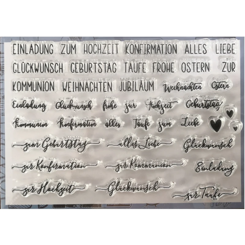 ZFPARTY German Transparent Clear Silicone Stamp for DIY scrapbooking/photo album Decorative card making 717
ZFPARTY German Transparent Clear Silicone Stamp for DIY scrapbooking/photo album Decorative card making 717