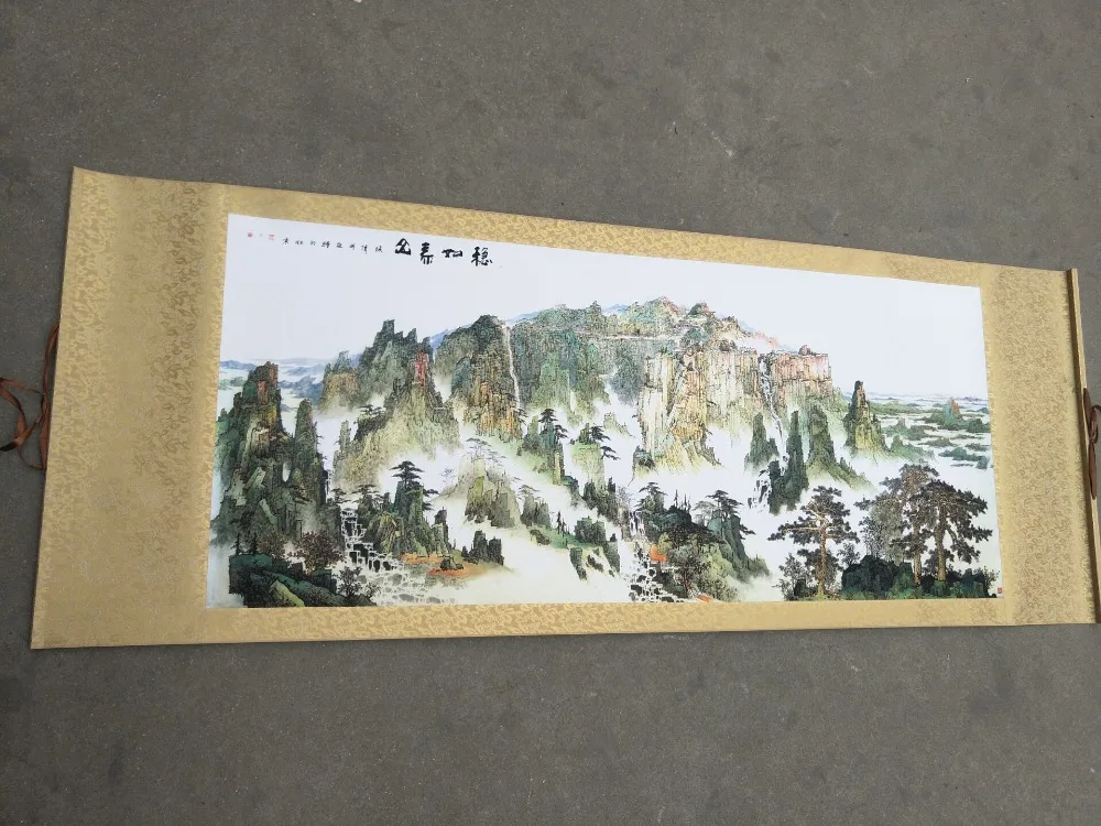 

Hand-painted Chinese paintings, long axis of the Qing Dynasty in China,Mountain scenery,Free shipping