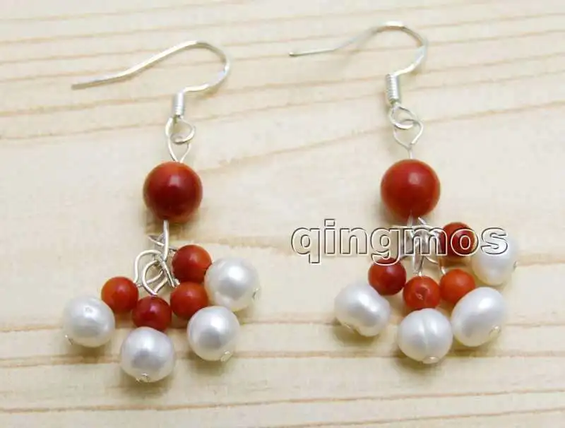Small 5-6mm White Round Natural Pearl with 3-5mm Red Coral Dangle 1.5'' earring-ear521 wholesale/retail Free shipping
Small 5-6mm White Round Natural Pearl with 3-5mm Red Coral Dangle 1.5'' earring-ear521 wholesale/retail Free shipping
